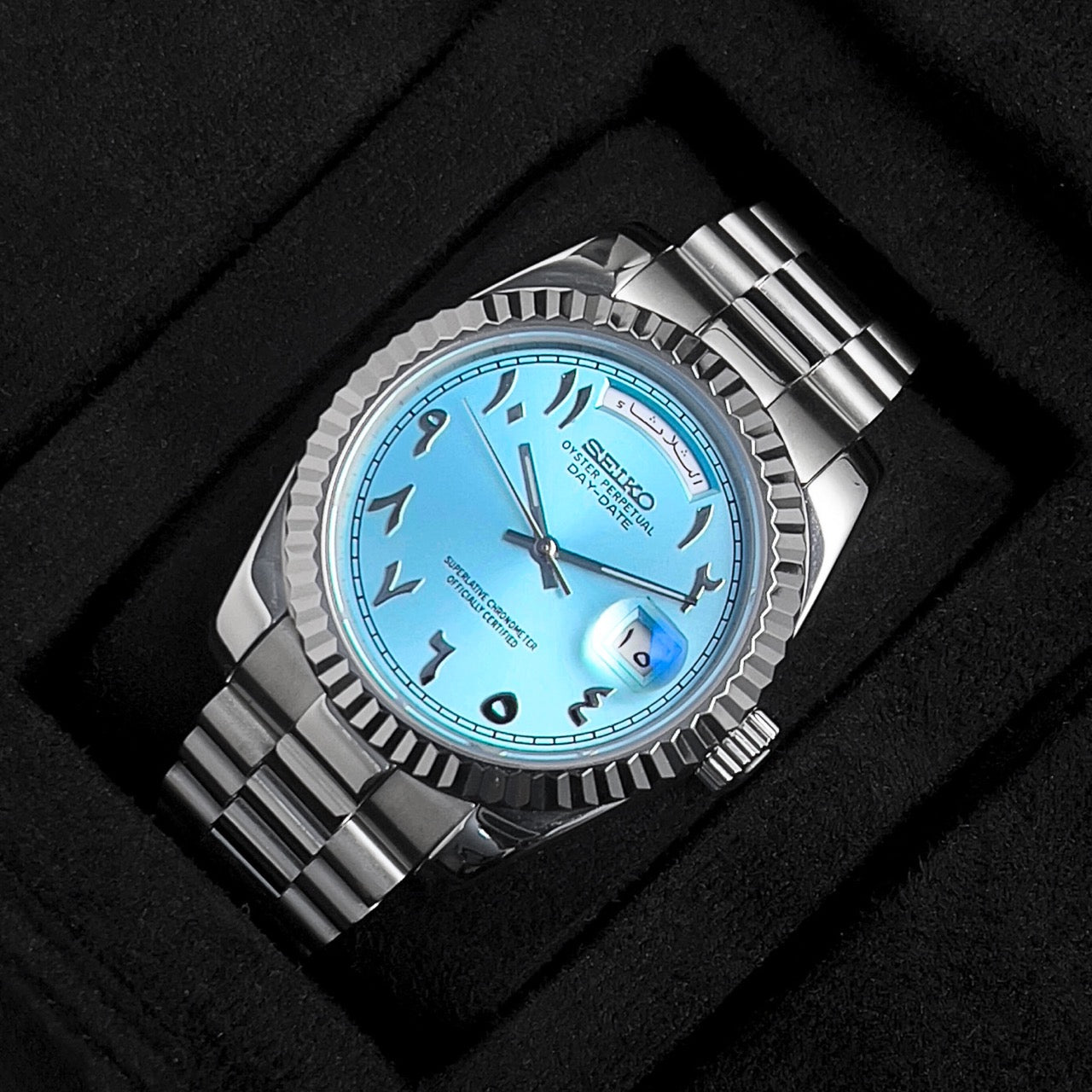 Seiko Mod Day-Date Arabic Ice Blue