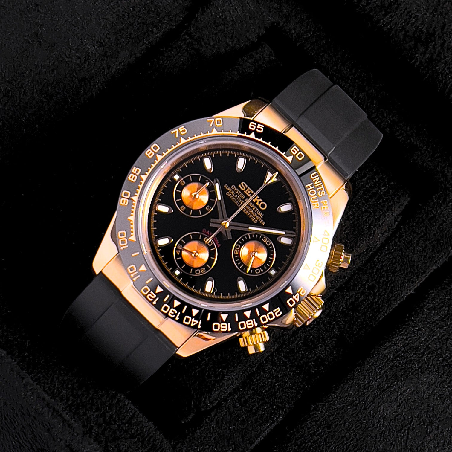 Seiko Mod Daytona Rose Gold & Black