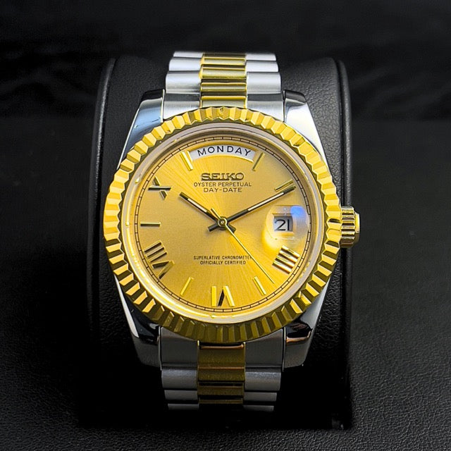 Seiko Mod Day-Date Roman Gold